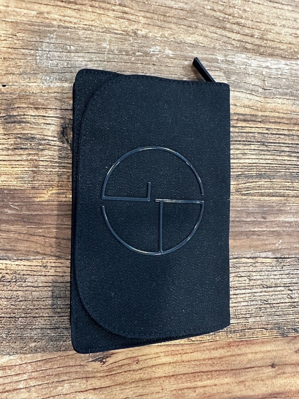 Giorgio Armani Black Zip Pouch with Gold Logo Tag